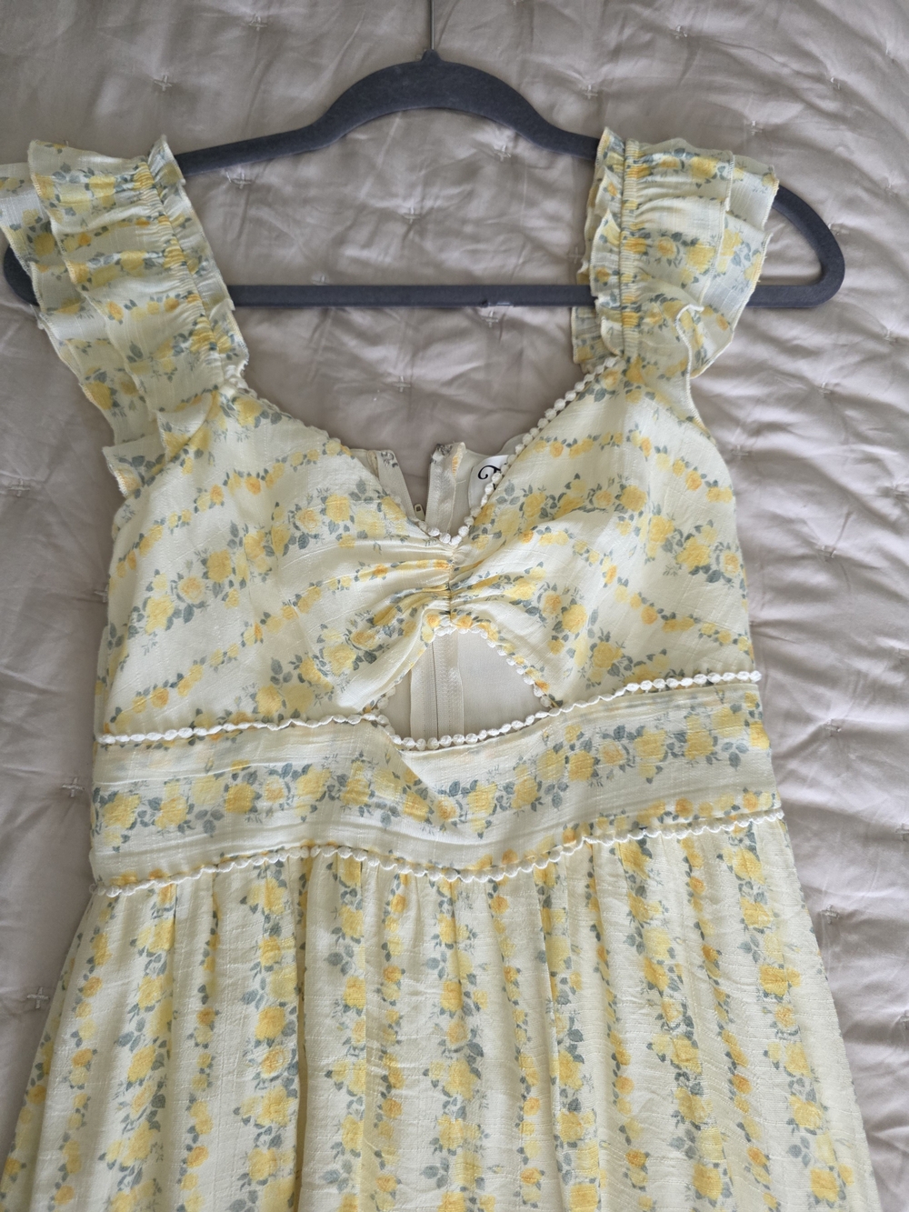 Trixxi Yellow Floral Midi Dress with Ruffle Straps